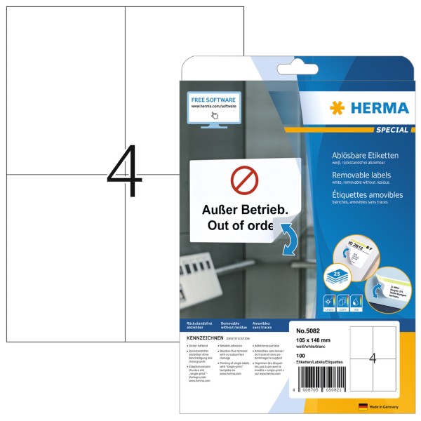 HERMA Etikett 5082 105x148mm weiß 100 St./Pack.