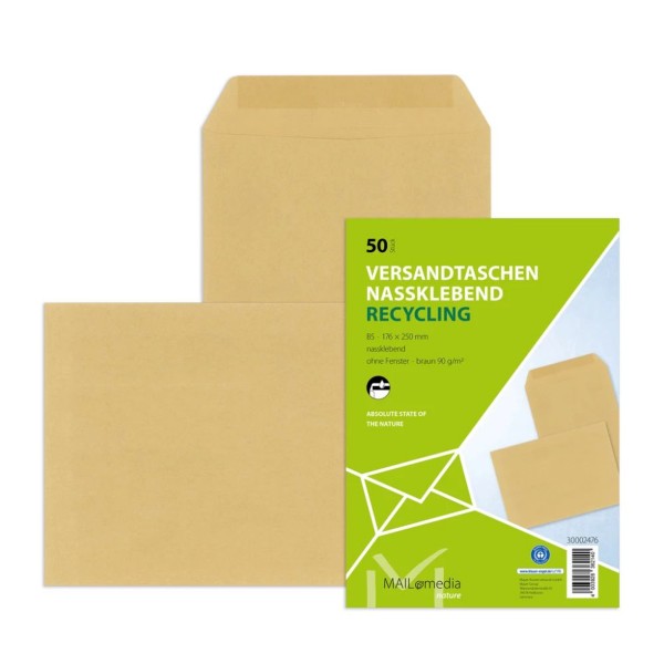 MAILmedia Versandtasche 30002476 B5 nk 90g braun 50St./Pack.