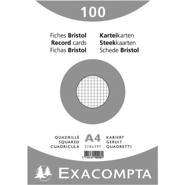 Exacompta Karteikarte 10206E DIN A4 kariert weiß 100 St./Pack.