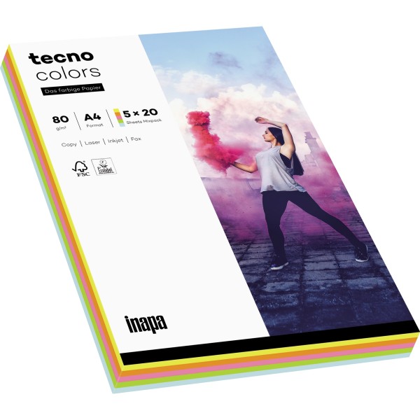 inapa tecno Kopierpapier Colors 2100011412 A4 80g neon sort. 200Bl.