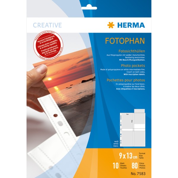 HERMA Fotohülle Fotophan 7583 für 13x9cm weiß 10 St./Pack.