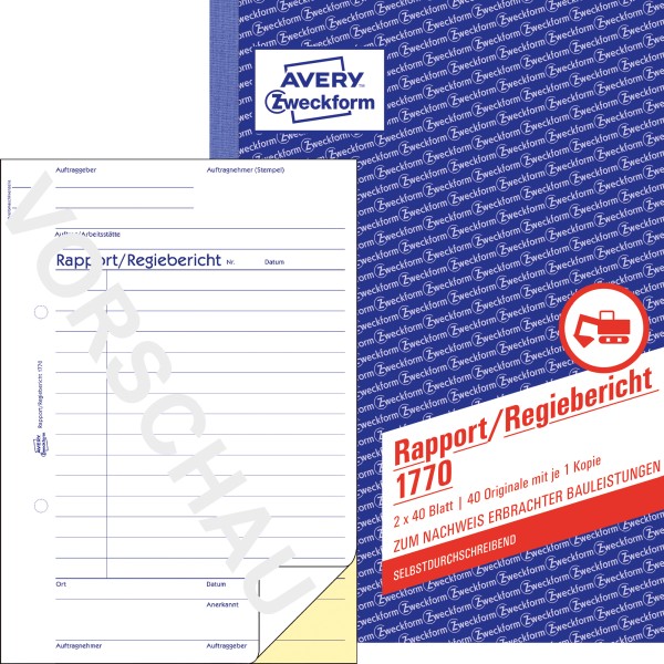 Avery Zweckform Rapport 1770 DIN A5 2x40Blatt