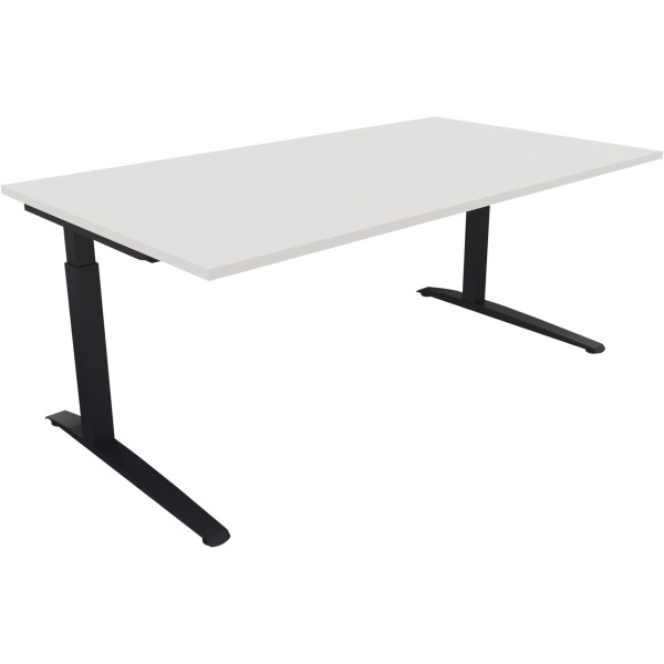 Schreibtisch Kufe Einzels. Quadrat B1800xT1000xH650-850 an/Weiß