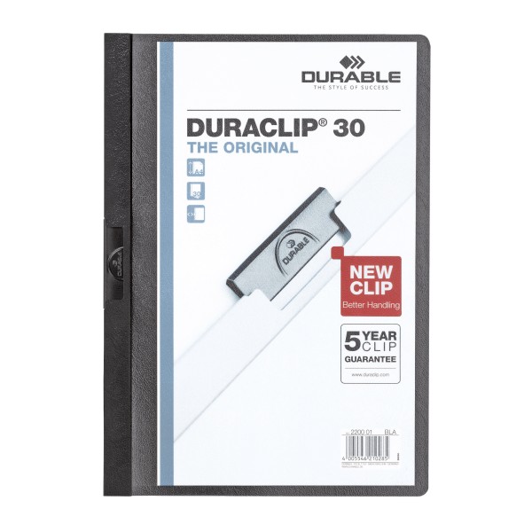 DURABLE Klemmmappe DURACLIP 30 220001 DIN A4 Hartfolie schwarz