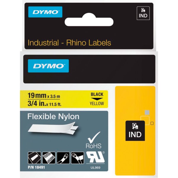 DYMO Schriftbandkassette Rhino ID1 18491 19mmx3,5m sw auf ge