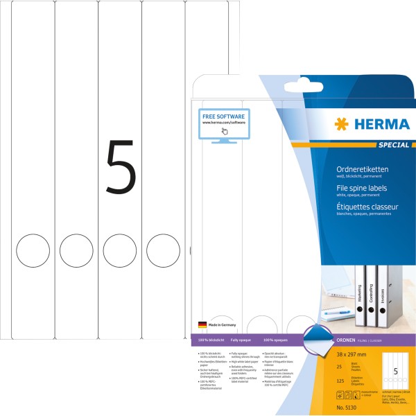 HERMA Ordneretikett 5130 lang/schmal sk ws 125 St./Pack.