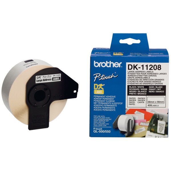 Brother Etikett DK11208 38x90mm weiß 400 St./Rl.