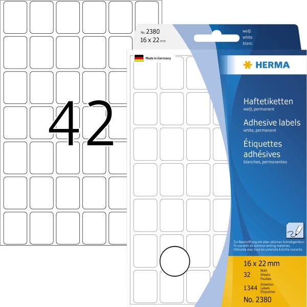 HERMA Vielzwecketikett 2380 16x22mm Papier weiß 1.344 St./Pack.