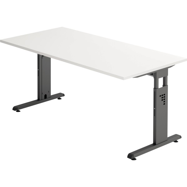 Hammerbacher Schreibtisch VOS16/W/G C-Fuß 160x80cm weiß/graphit