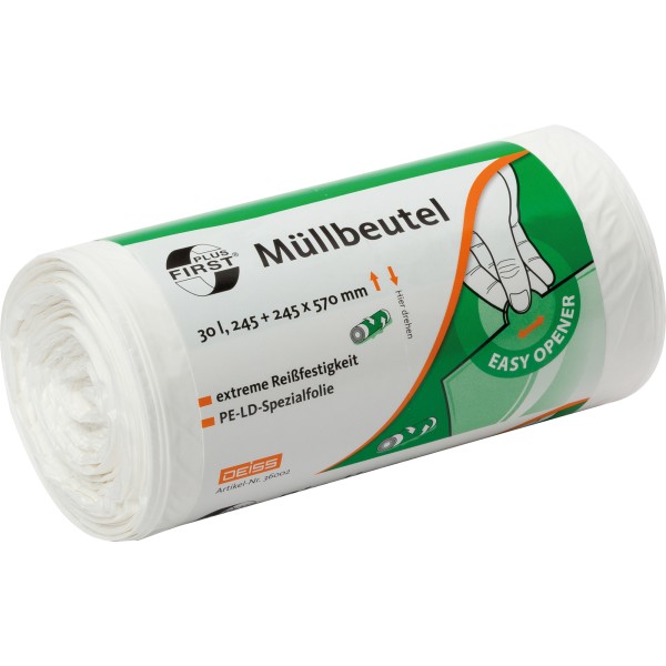 FIRST Müllbeutel 36005 LDPE 305+305x850mm 70l ws 50St