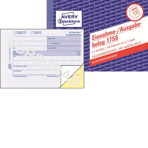 Avery Zweckform Ausgabebeleg 1755 DIN A6 SD 2x40Bl.