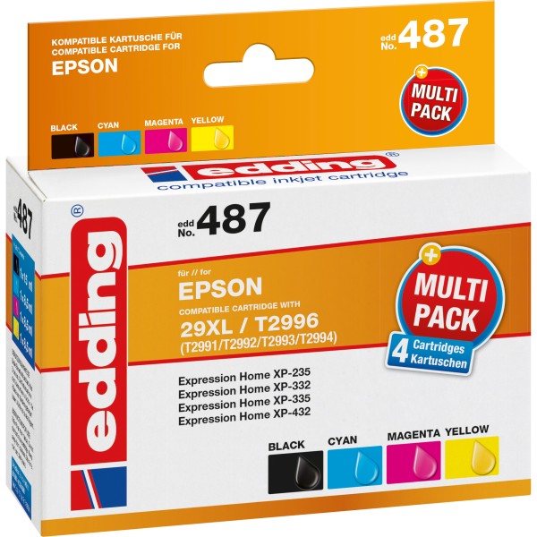 edding Tintenpatrone 18-487 wie Epson T29XL sw/c/m/y 4 St./Pack.