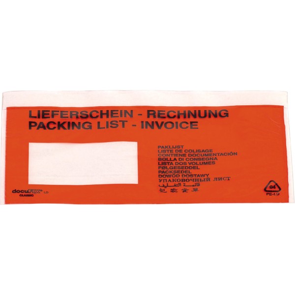 Dokumententasche Lieferschein Rechnung C6 mF sk rt 250 St./Pack.