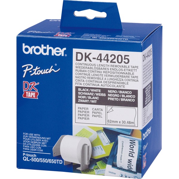 Brother Endlosetikettenrolle DK-44205 Papier wiederablösbar ws