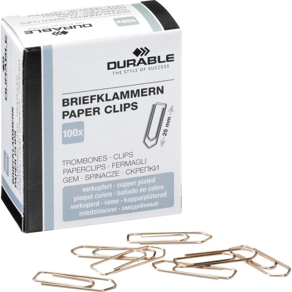 DURABLE Briefklammer 120424 26mm verkupfert 100 St./Pack.