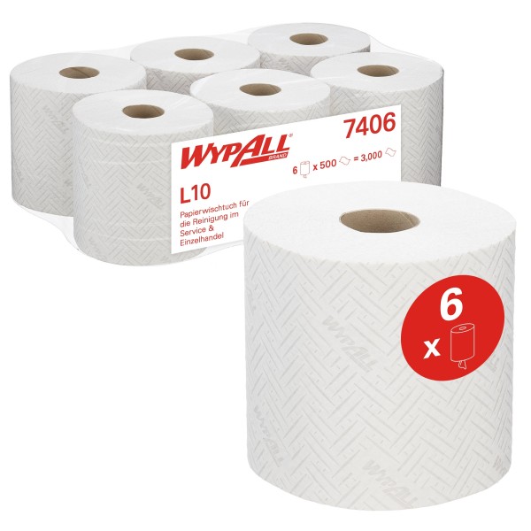 WYPALL Wischtuch L10 RollControl 7406 18,3x38cm ws 6 St./Pack.