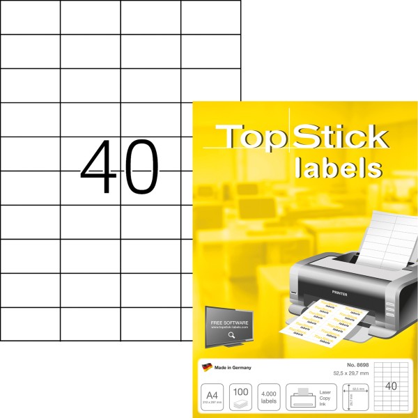 Etikett Top Stick 8698 52,5x29,7mm weiß 4.000 St./Pack.