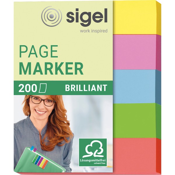 SIGEL Haftmarker Brillant HN625 12x50mm farbig sortiert 5 St./Pack.