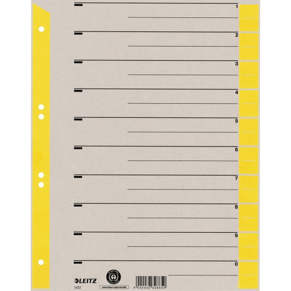 Leitz Trennblatt 16520015 DIN A4 230g Karton gelb 100 St./Pack.