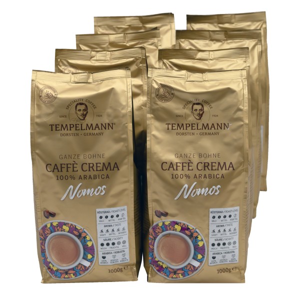 TEMPELMANN Kaffee Nomos Caffé Crema 120247 ganze Bohne 8x1.000g