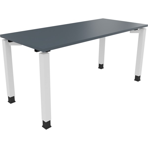 Schreibtisch Vierfuß Quadratrohr B1600xT700xH680-820 ws/Lavagrau