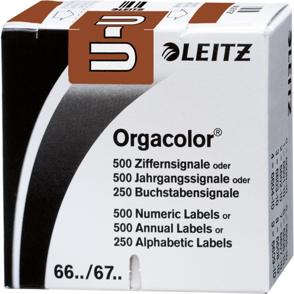 Leitz Buchstabensignal Orgacolor 66301000 U braun 250 St./Pack.