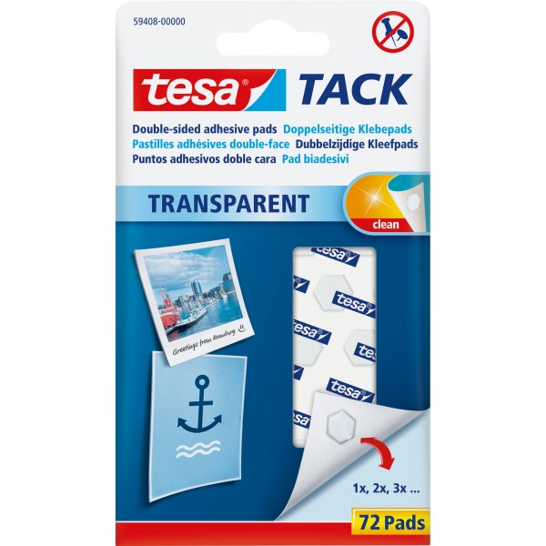 tesa Klebepad Tack 59408-00000 10x10mm transparent 72 St./Pack.