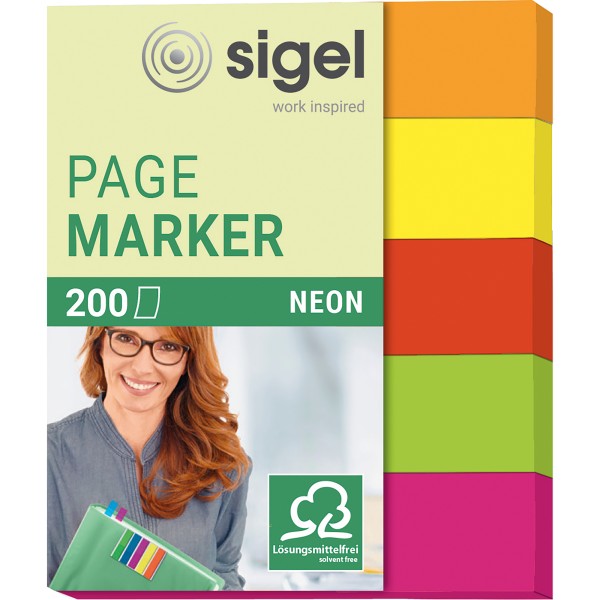 SIGEL Haftmarker Neon HN655 12x50mm 200Bl. sortiert 5 St./Pack.