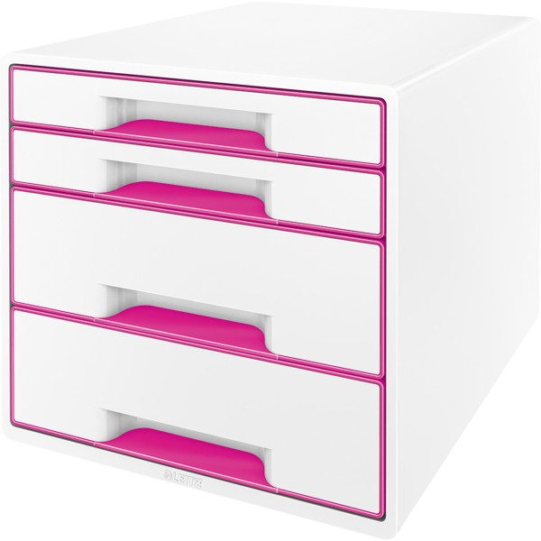 Leitz Schubladenbox WOW CUBE 52132023 4Schubfächer weiß/pink