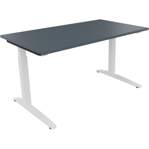 Schreibtisch Kufe Einzels. Quadrat B1400xT700xH650-850 ws/Lavagrau