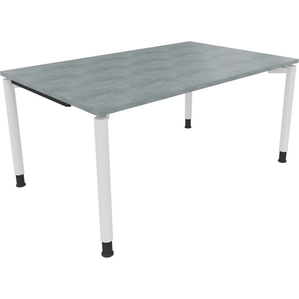 Schreibtisch Vierfuß Rundrohr B1600xT1000xH680-820 ws/Beton hell