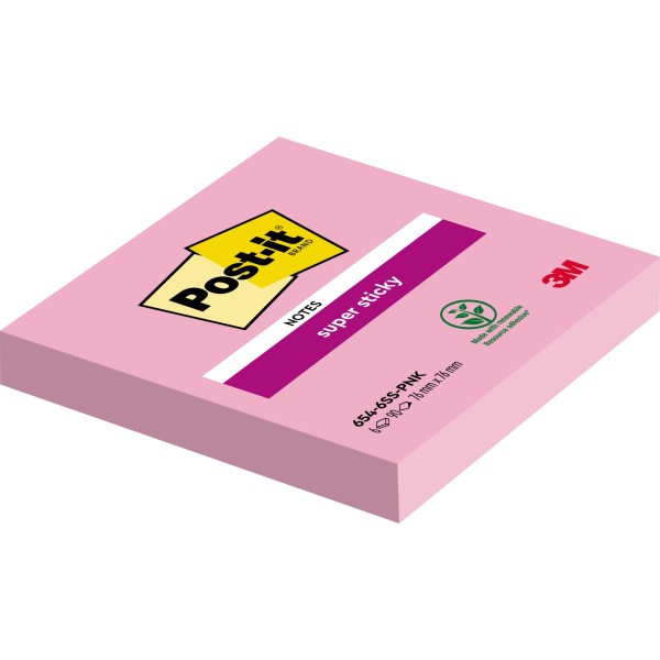 Post-it Haftnotiz Super Sticky 654-6SS-PNK 76x76mm 90Bl. pi