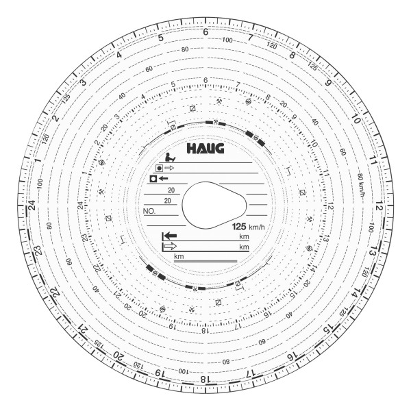 HAUG Tachoscheibe 125km/h Kombi 125 100 100 St./Pack.