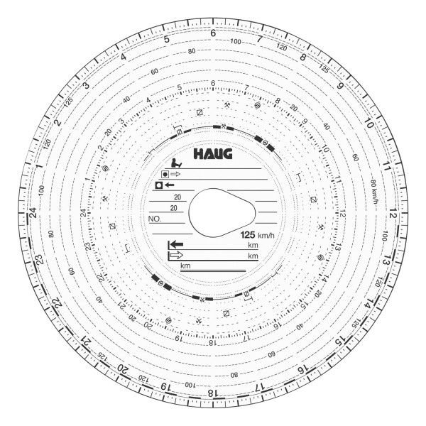 HAUG Tachoscheibe 125km/h Kombi 125 100 100 St./Pack.