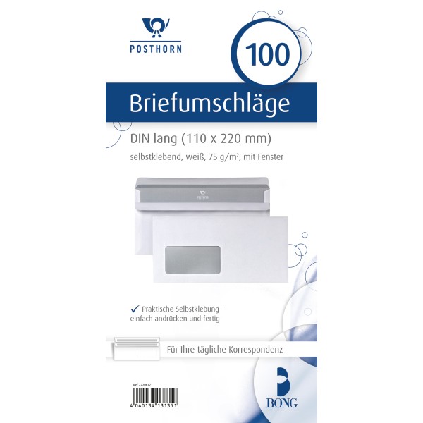 POSTHORN Briefumschlag 02220617 DIN lang mF sk 75g ws 100 St./Pack.