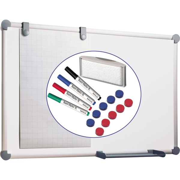 MAUL Whiteboard 2000 MAULpro Set 6309284 90x60cm kunststoffbesch.