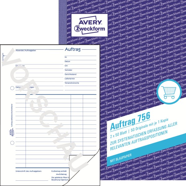 Avery Zweckform Auftragsformular 756 DIN A5 2x50Blatt