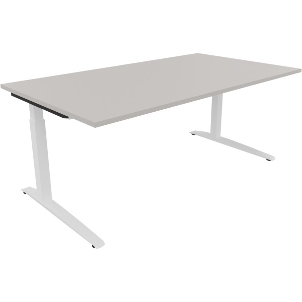 Schreibtisch Kufe Einzels. Quadrat B1600xT700xH650-850 ws/Lichtgrau