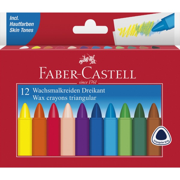Faber-Castell Wachsmalstift 120010 farbig sortiert 12 St./Pack.