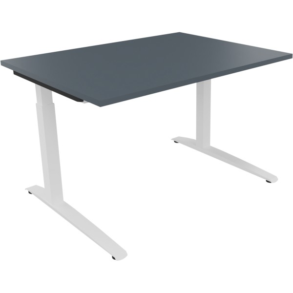Schreibtisch Kufe Einzels. Quadrat B1200xT900xH650-850 ws/Lavagrau