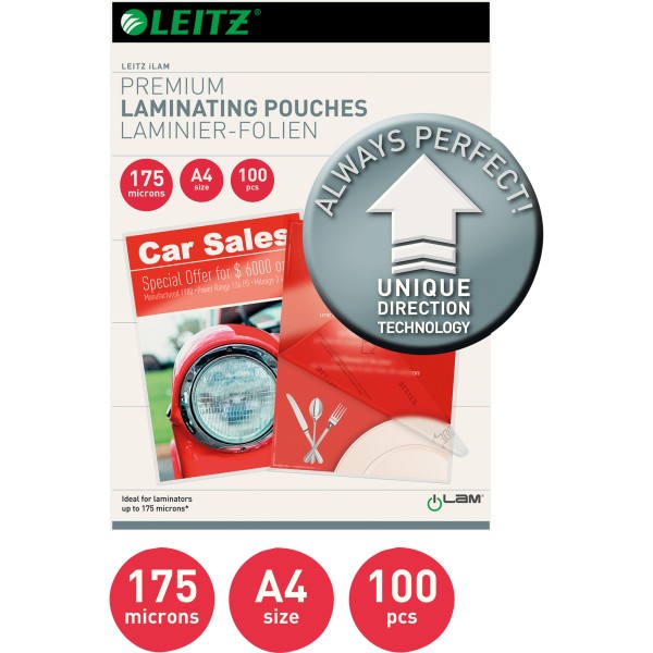 Leitz Laminierfolie A4 UDT 74830000 175mic glasklar 100 St./Pack.