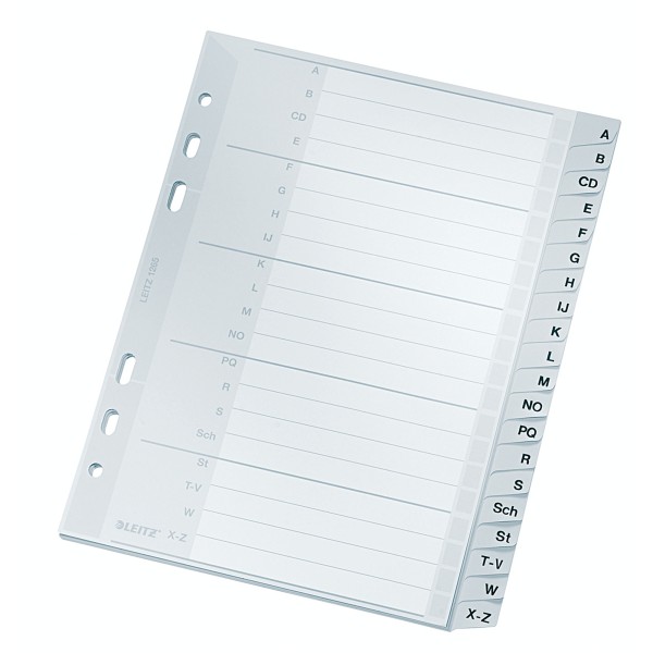 Leitz Register 12650000 A-Z DIN A5 16,5x21cm 20Bl. PP grau