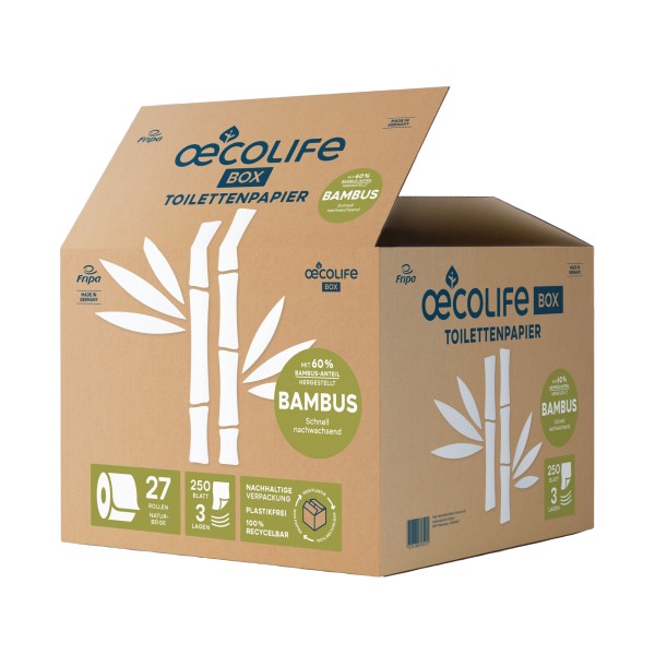 oecolife Toilettenpapier Bambus 1612701 3lg 250Bl 27St