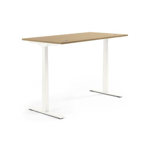 Schreibtisch 1200x605-1255x800mm Platte Eiche hell Gestell ws