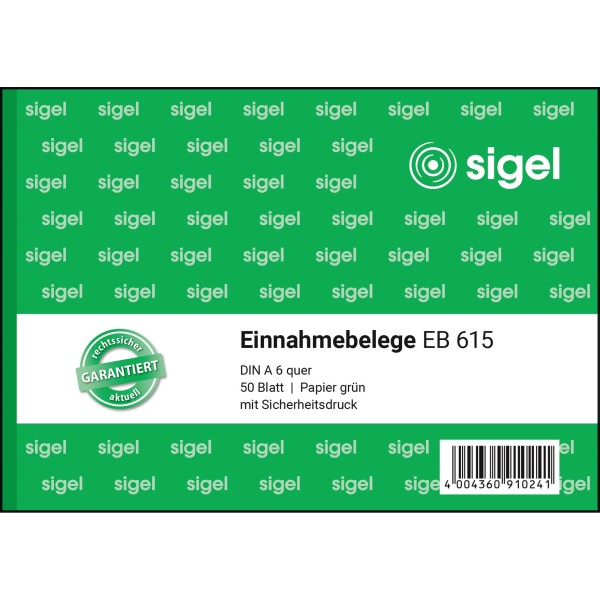 SIGEL Einnahmebeleg EB615 DIN A6 quer 50Blatt