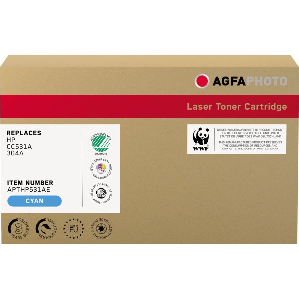 AgfaPhoto Toner APTHP531AE wie HP CC531A 304A cyan