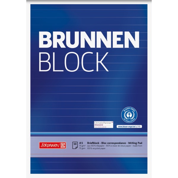 BRUNNEN Briefblock 105241701 A5 liniert 50Bl