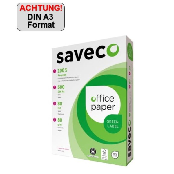 Saveco Kopierpapier Green Label 100000007 A3 80g ISO 80 500Bl.