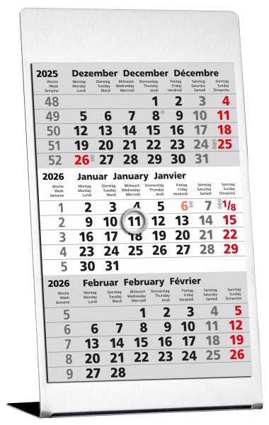 GÜSS Tischkalender 77000 10,5x18cm Edelstahl 3M/1S