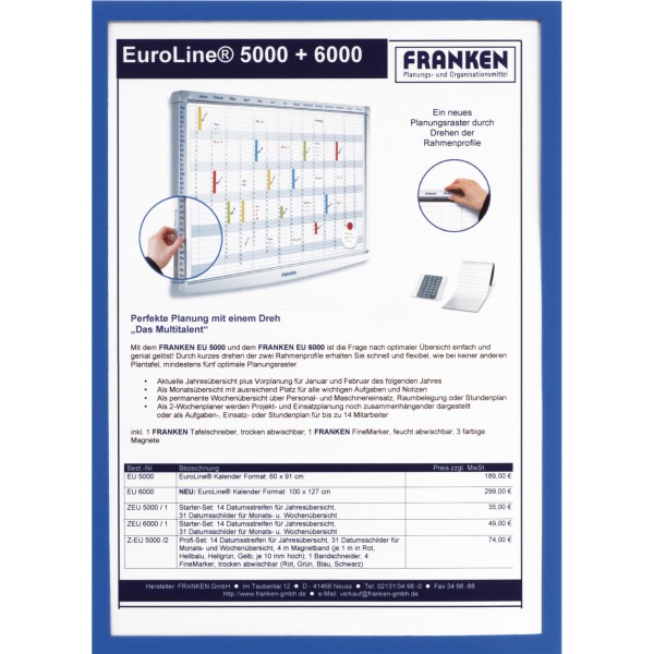 Franken Dokumentenhalter ITSA4M/5 03 DIN A4 blau 5 St./Pack.